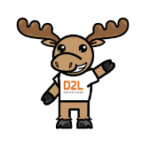 cartoon moose waiving hand with D2L shirt on